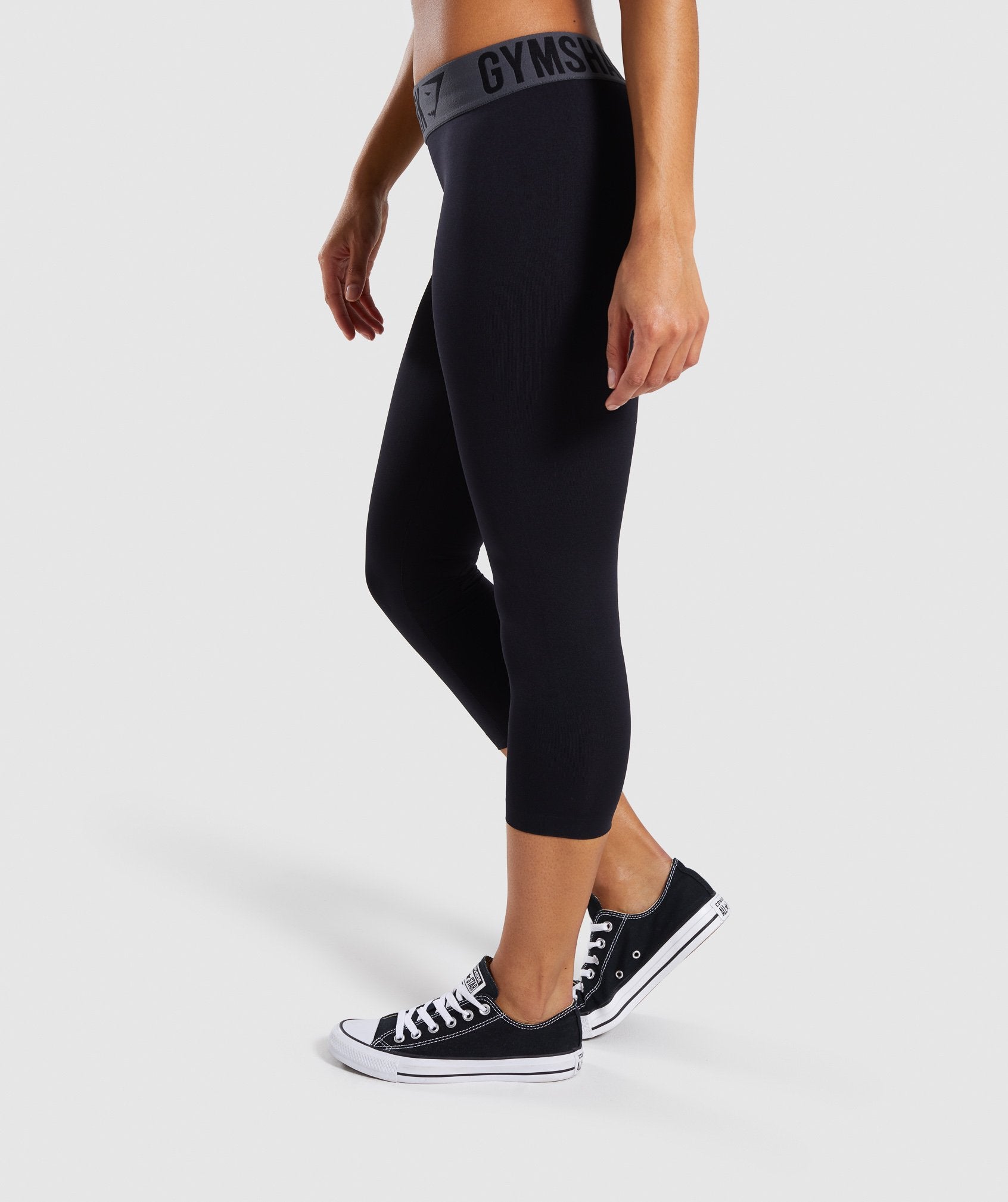 Gymshark Fit Seamless Cropped Leggings - Black/White